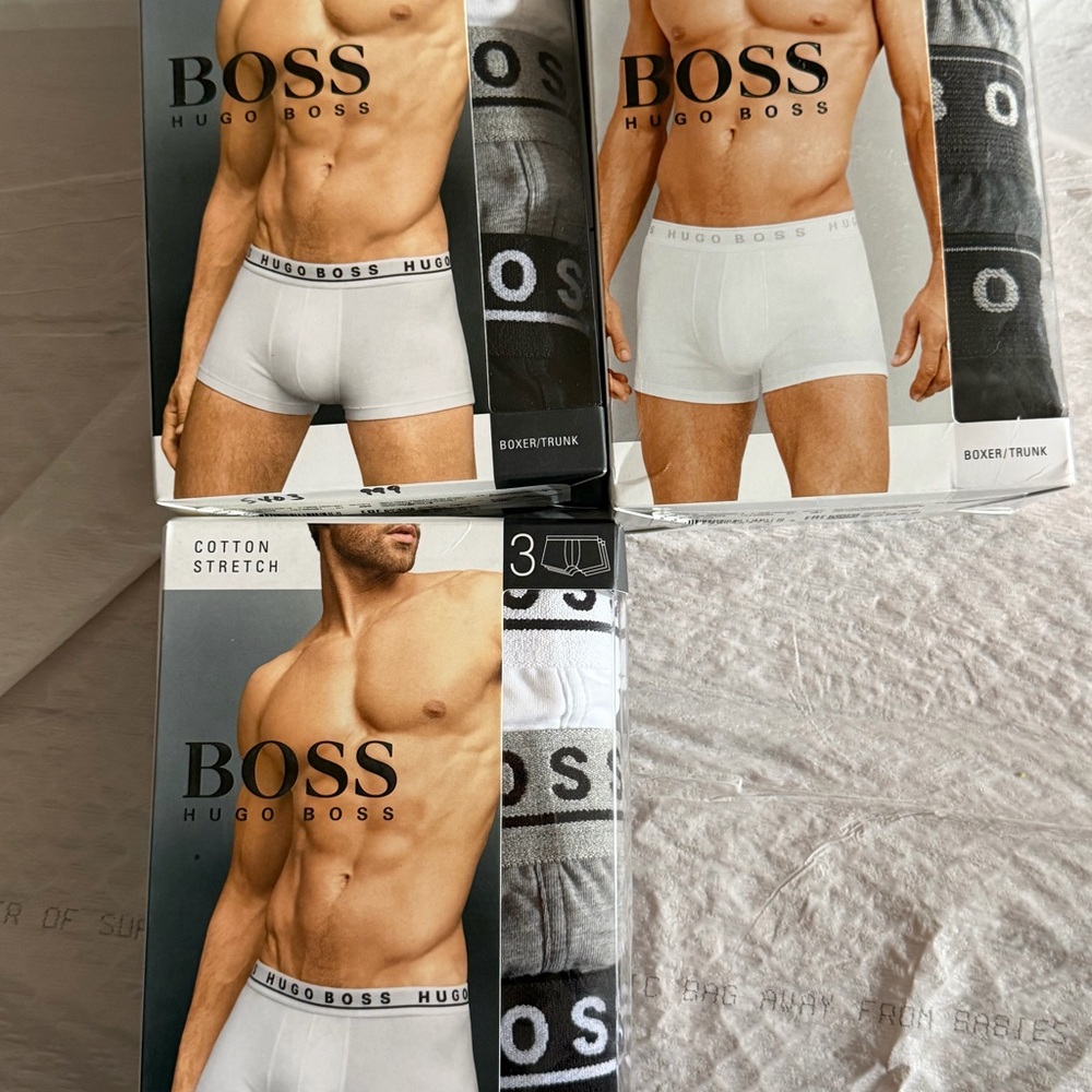 Hugo Boss Men's Boxer Briefs Pack - White, Gray & Black Waistband